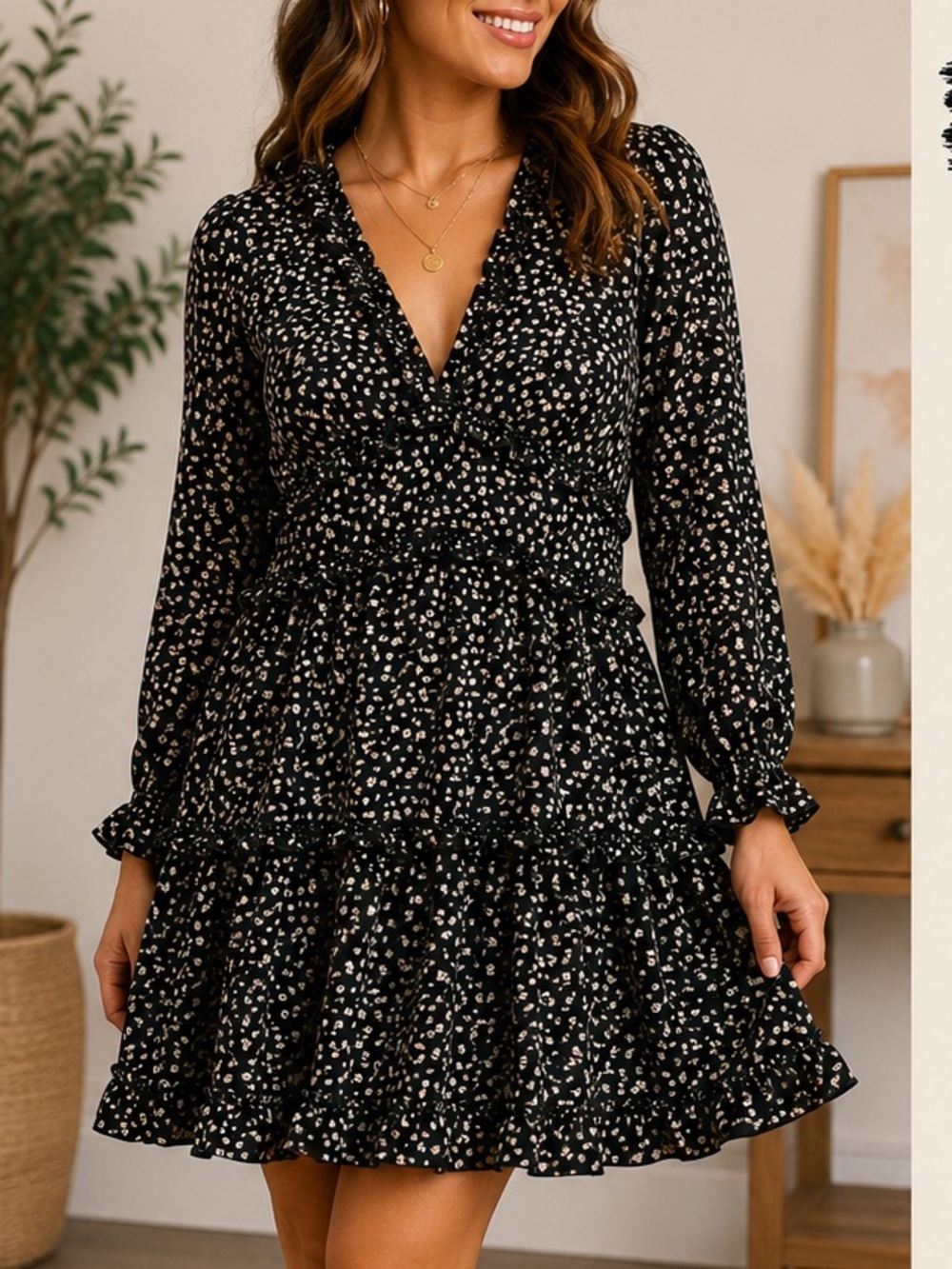 miami Black Mini Dress Floral Print MEDIUM Pit 15”
Waist 14”
Length 30”